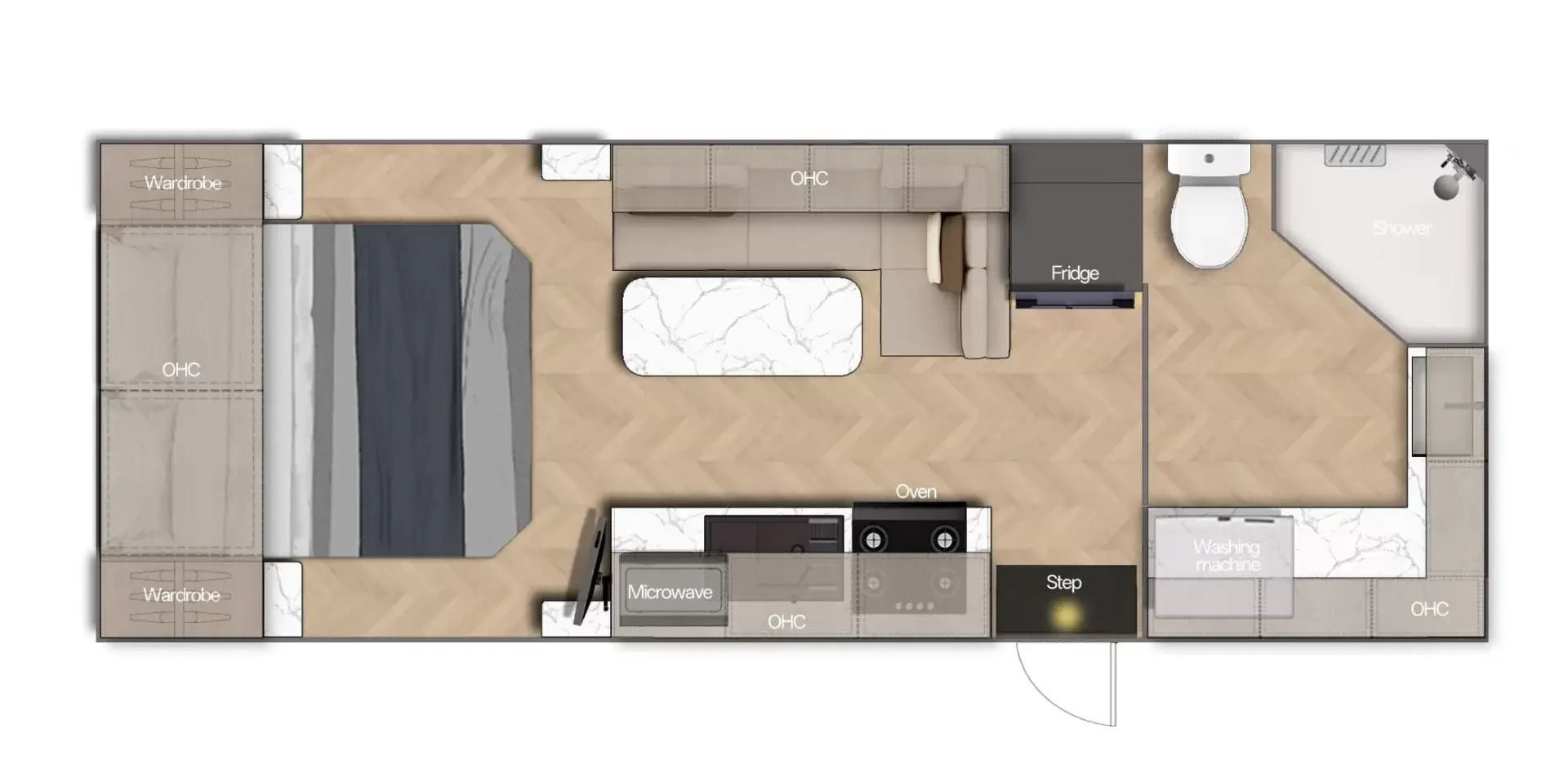 21′ Rear Door L-shape Big Ensuite