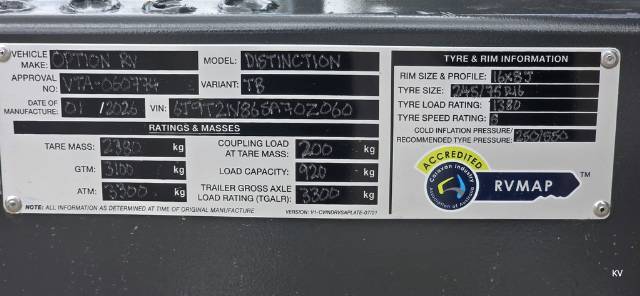 NEW 2026 OPTION RV DISTINCTION 20MD OFF ROAD CARAVAN 2 AXLE