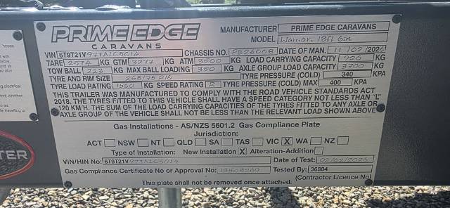 NEW 2026 PRIME EDGE CARAVANS WARRIOR 18’6″ OFF ROAD CARAVAN 2 AXLE