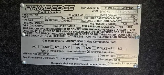 NEW 2025 PRIME EDGE CARAVANS WARRIOR FAMILY 20’6″