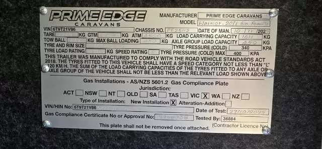 NEW 2025 PRIME EDGE CARAVANS WARRIOR FAMILY 20’6″