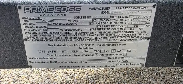USED 2025 PRIME EDGE CARAVANS ODYSSEY 21’6″ BUNKS X 2