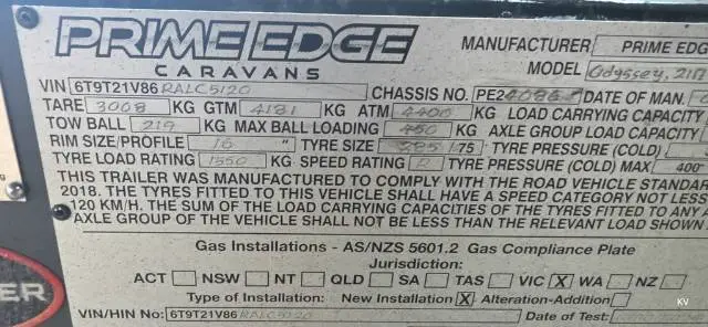 USED 2024 PRIME EDGE CARAVANS ODYSSEY 21’6 BUNK