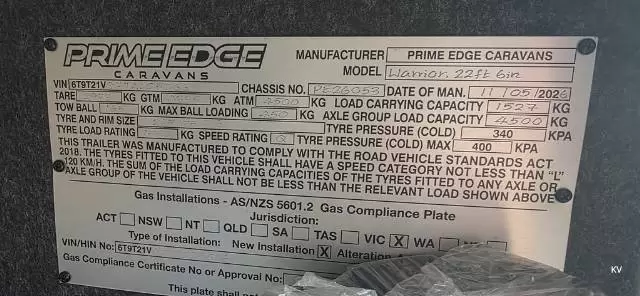 NEW 2026 PRIME EDGE CARAVANS WARRIOR 22’6 E/W