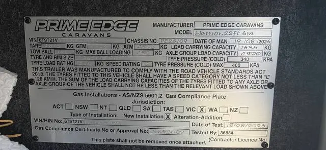 NEW 2026 PRIME EDGE CARAVANS WARRIOR 226 EW