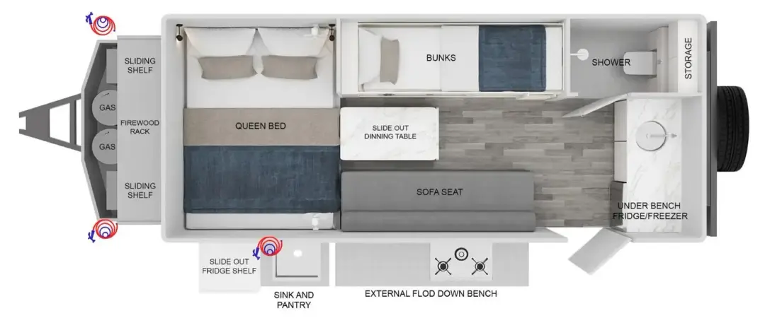 Nirvana 16 Family Poptop floorplan