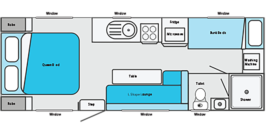 Allion X1 19’5 Rear Door floorplan