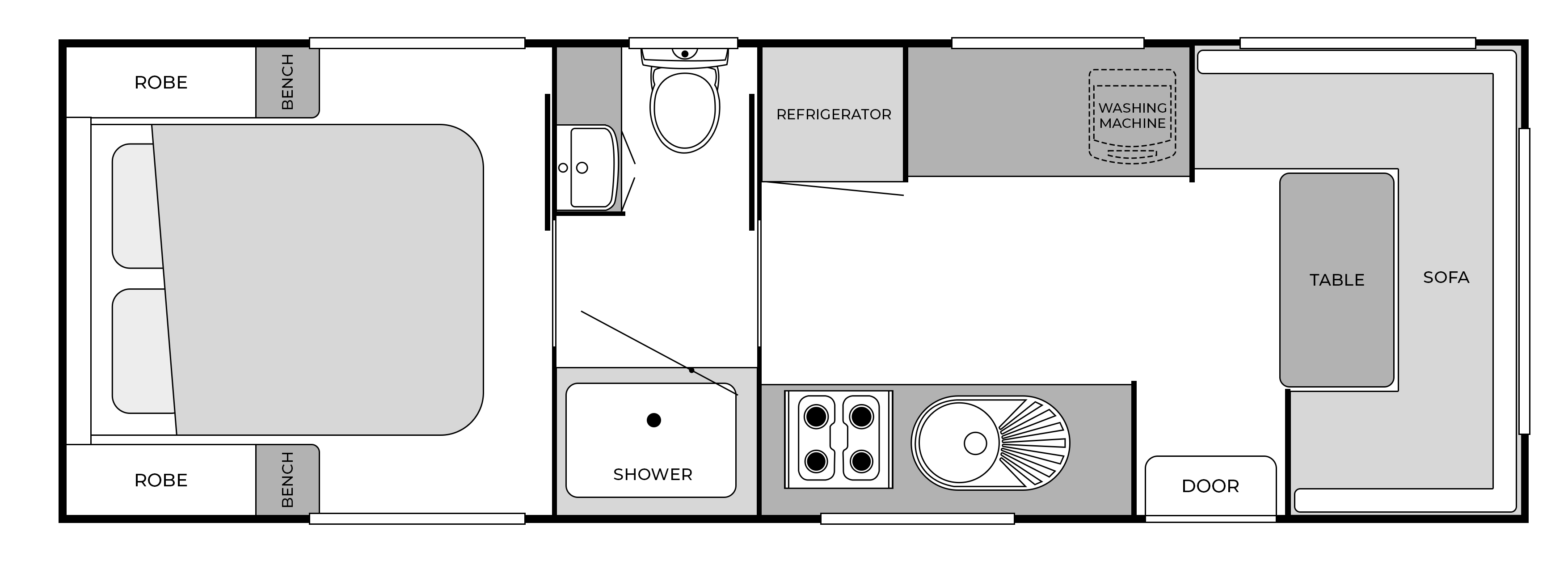 23FT Rear Club floorplan