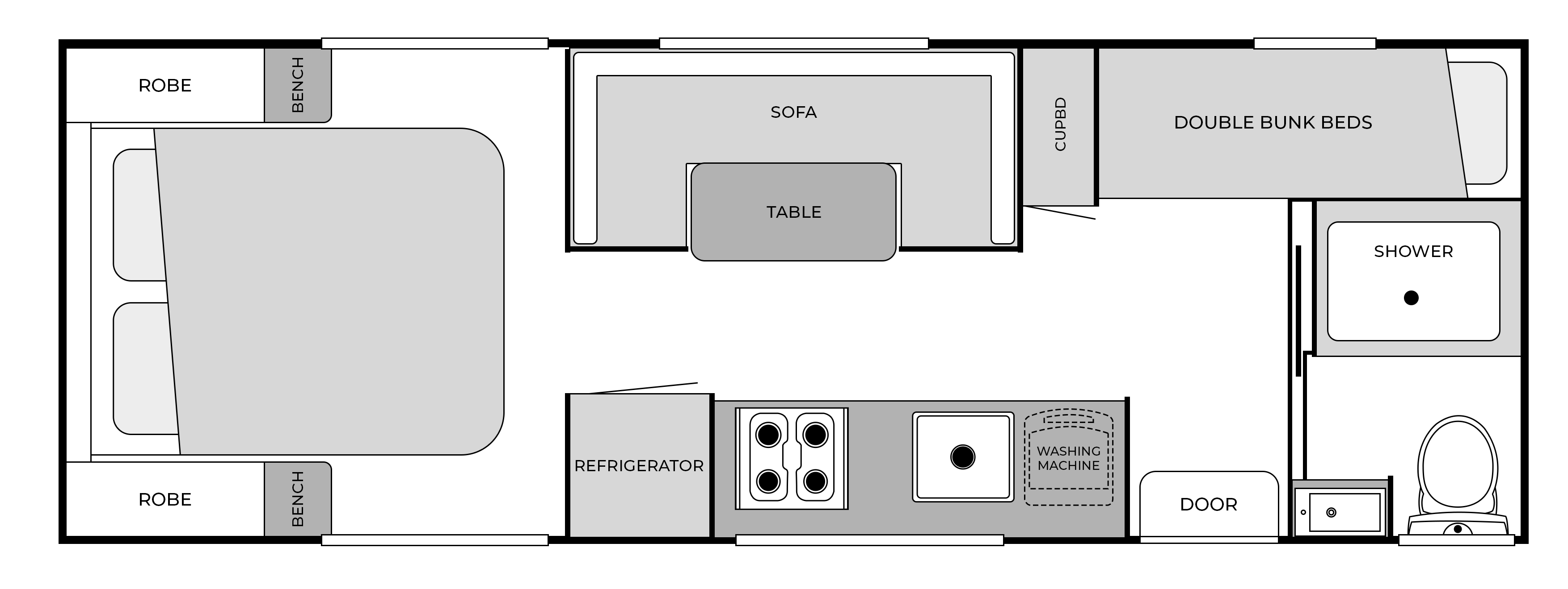 22FT Bunk floorplan