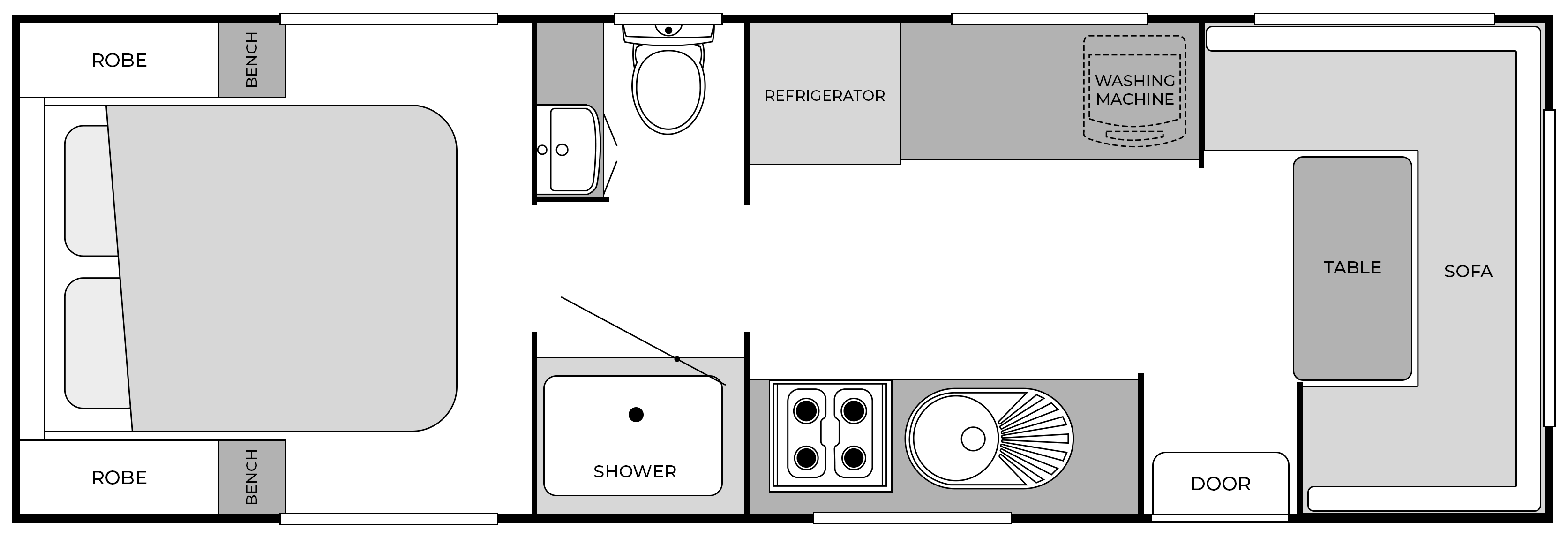 23FT Rear Club floorplan