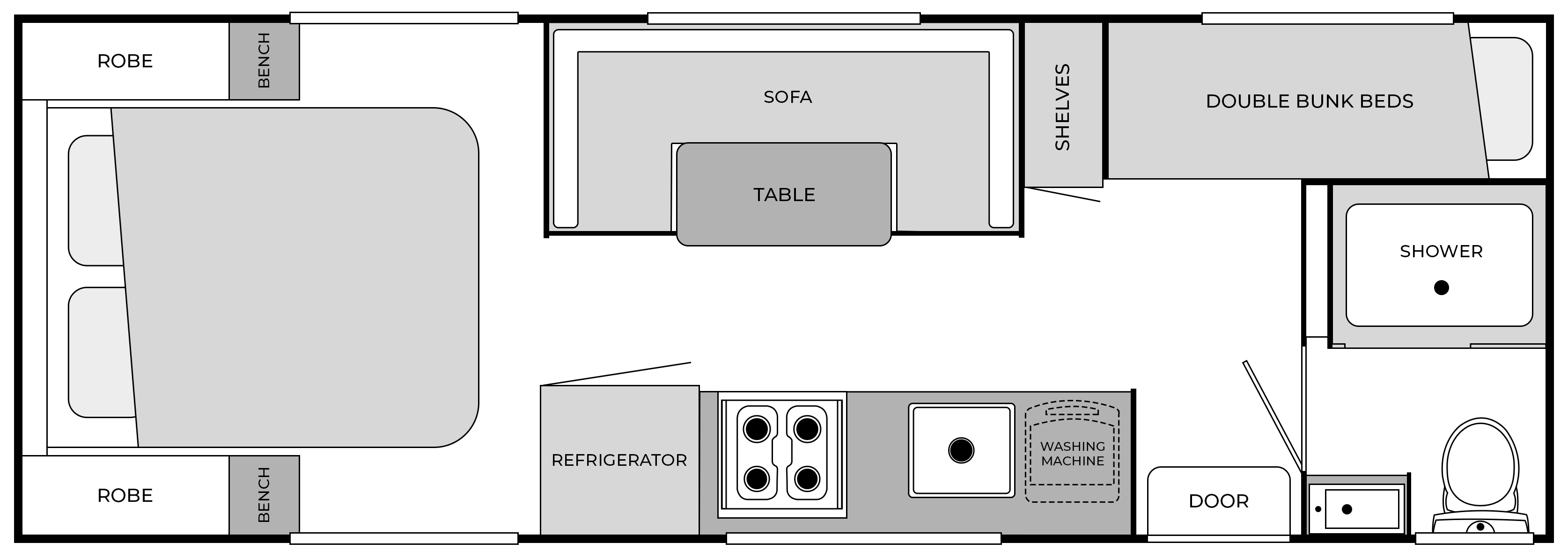 22FT Bunk floorplan