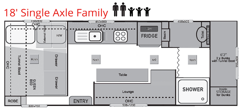 18’ Single Axle Family floorplan