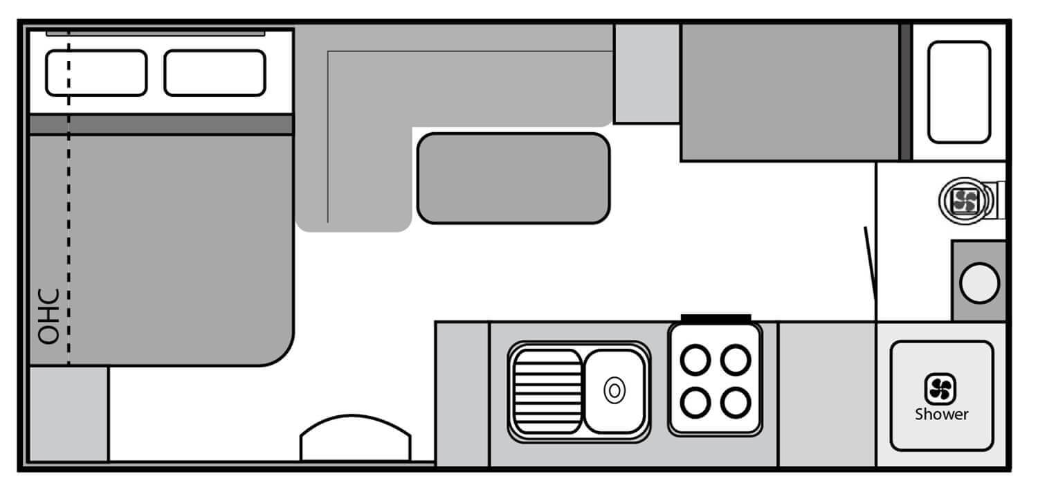 18’6 East West Doorside Straight Kitchen floorplan