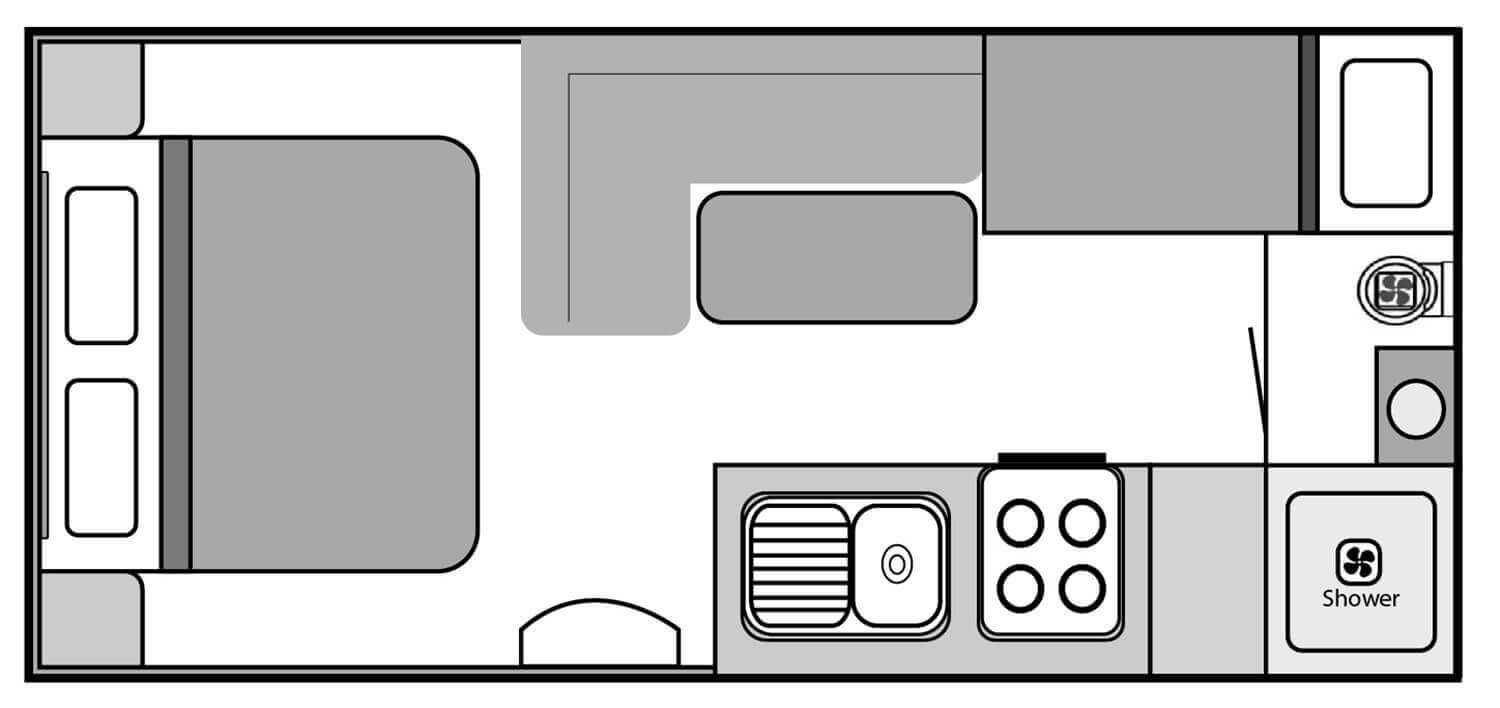 18’6 Doorside Kitchen Double or Triple Bunk floorplan