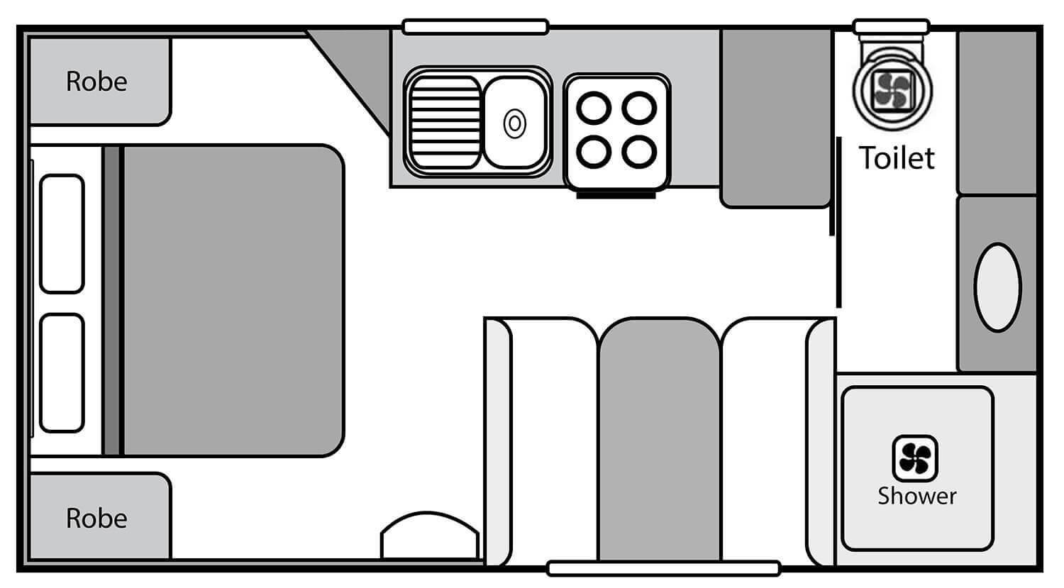 20’ Roadside Kitchen Double Axle Full Ensuite floorplan